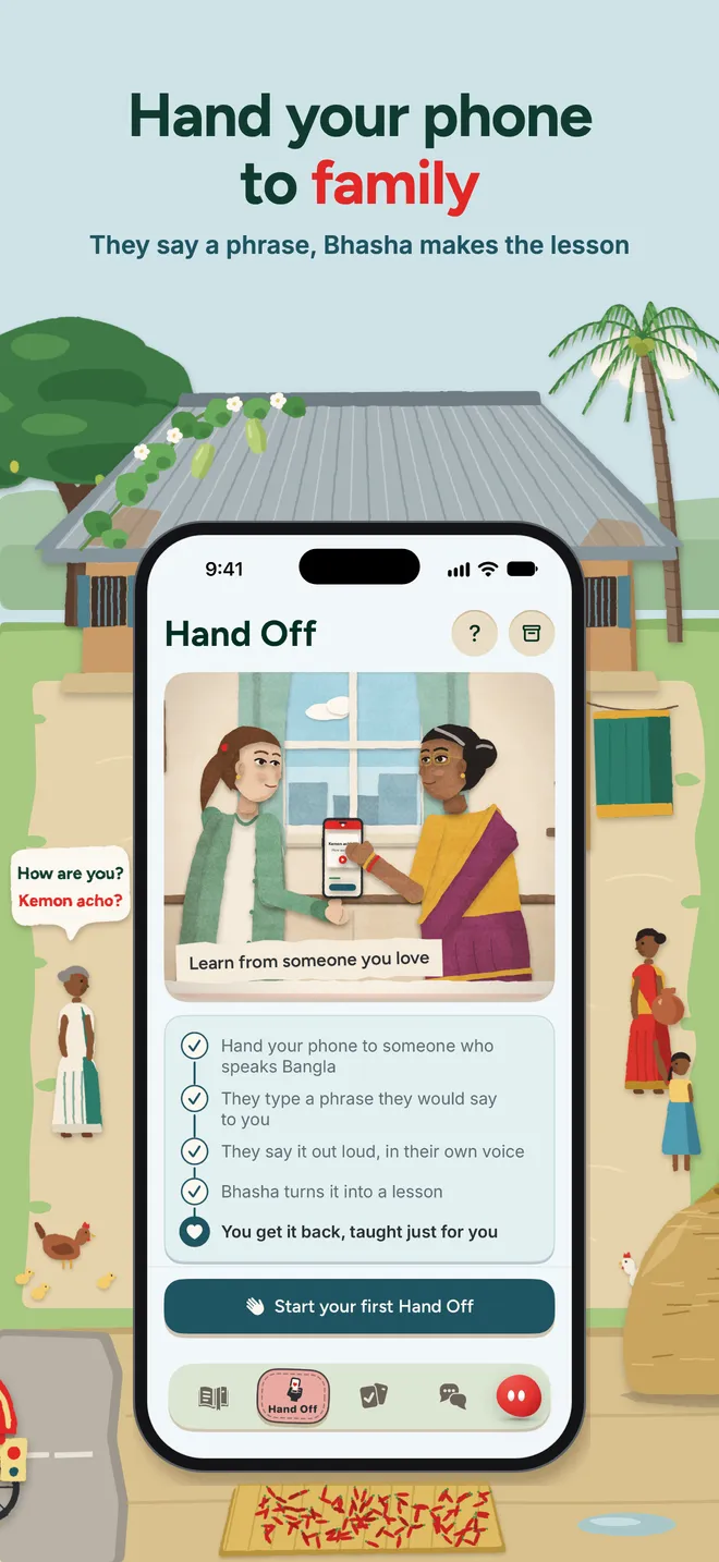 Hand your phone to family: they say a phrase, Bhasha makes the lesson
